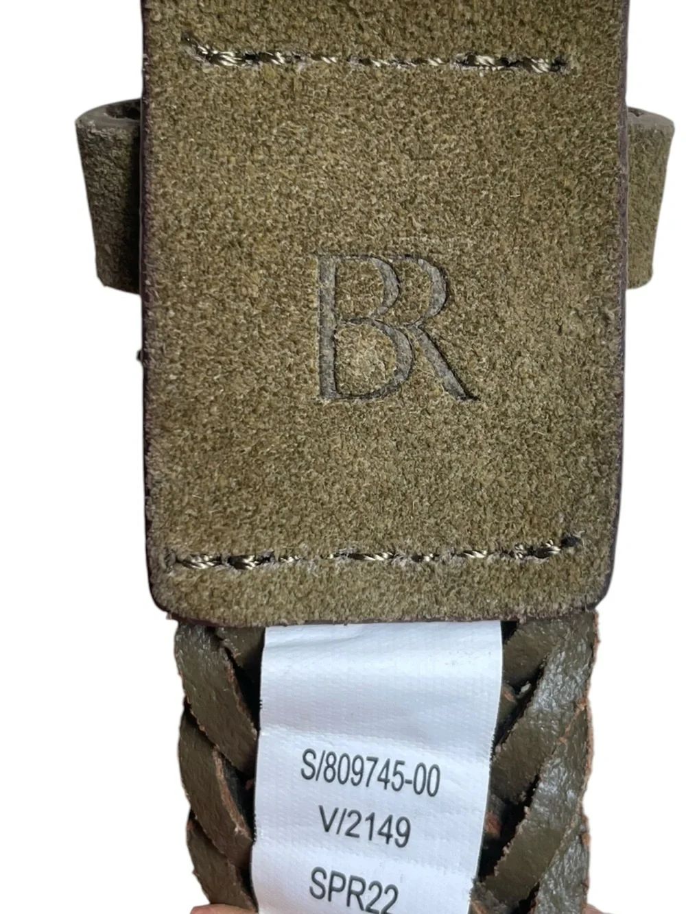 Banana Republic BR Men's L Belt Tan Green Suede Leather Braided Woven Italy